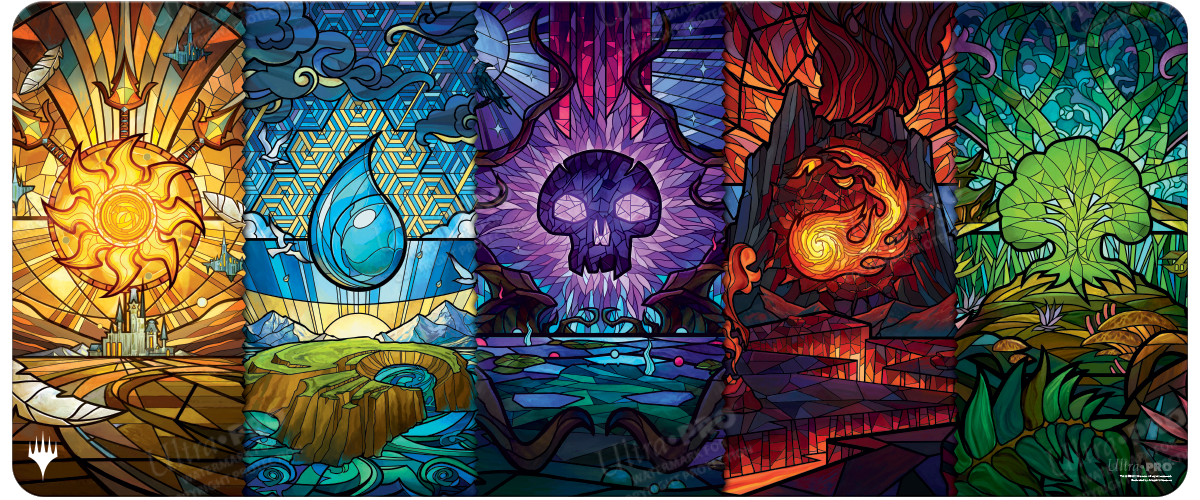 Dominaria United Stained Glass Land Medley Table Playmat for Magic The Gathering
