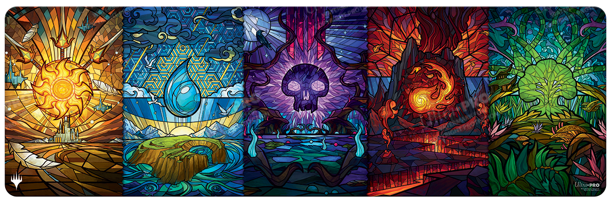 Dominaria United Stained Glass Land Medley Table Playmat for Magic The Gathering