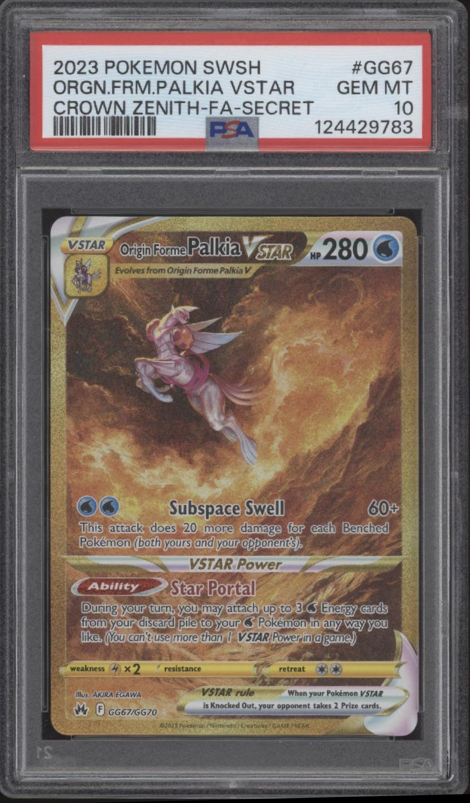 Origin Forme Palkia VSTAR Pokemon Crown Zenith Full Art Secret #GG67 PSA 10 #2