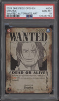 Shanks One Piece Card Game Emperors in the New World Wanted Alt Art #004 PSA 10