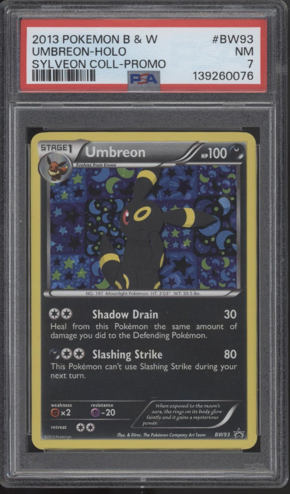 Umbreon Pokemon Sylveon Collection Promo Holo #BW93 PSA 7