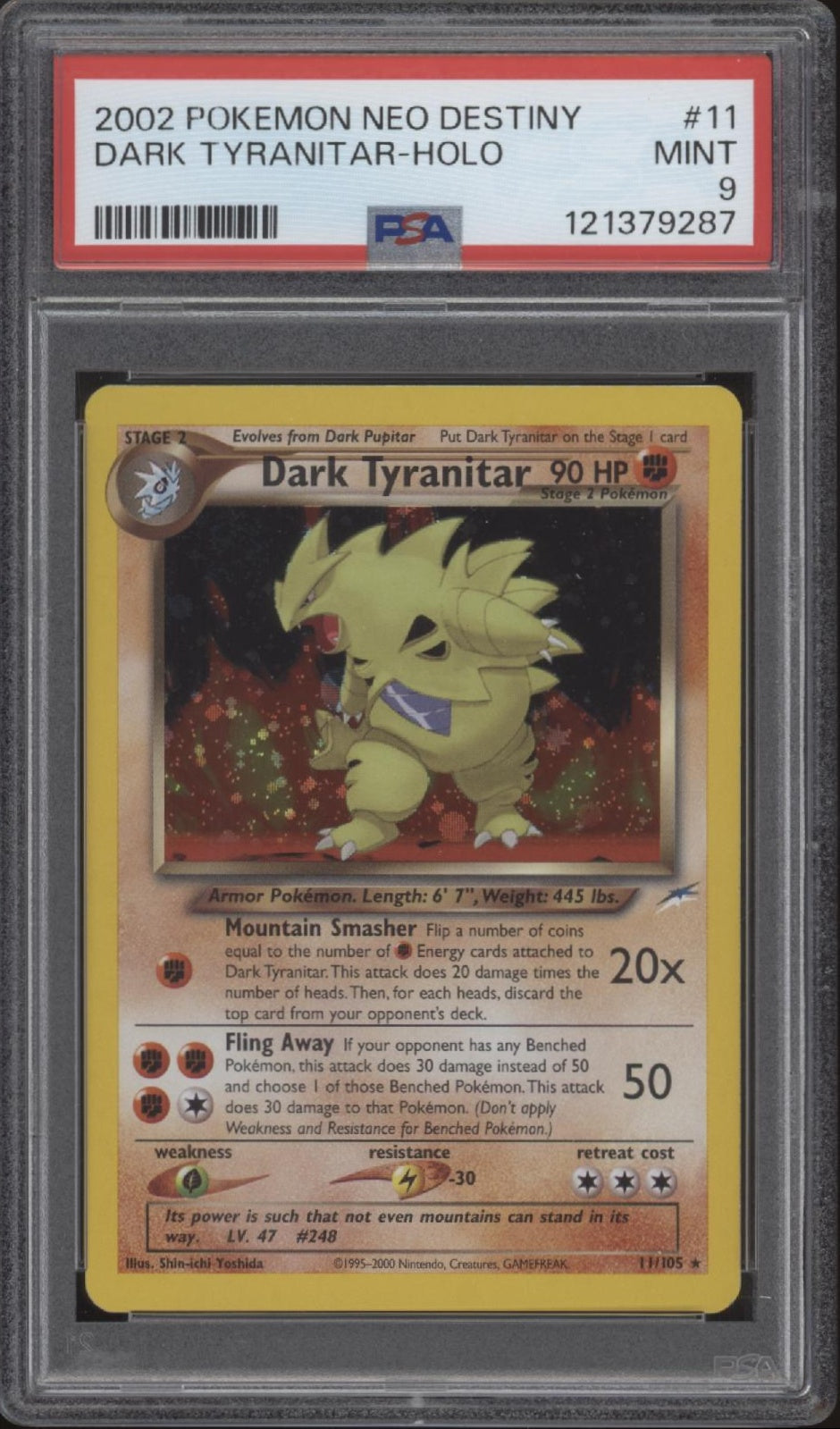 Dark Tyranitar Pokemon Neo Destiny Holo #11 PSA 9