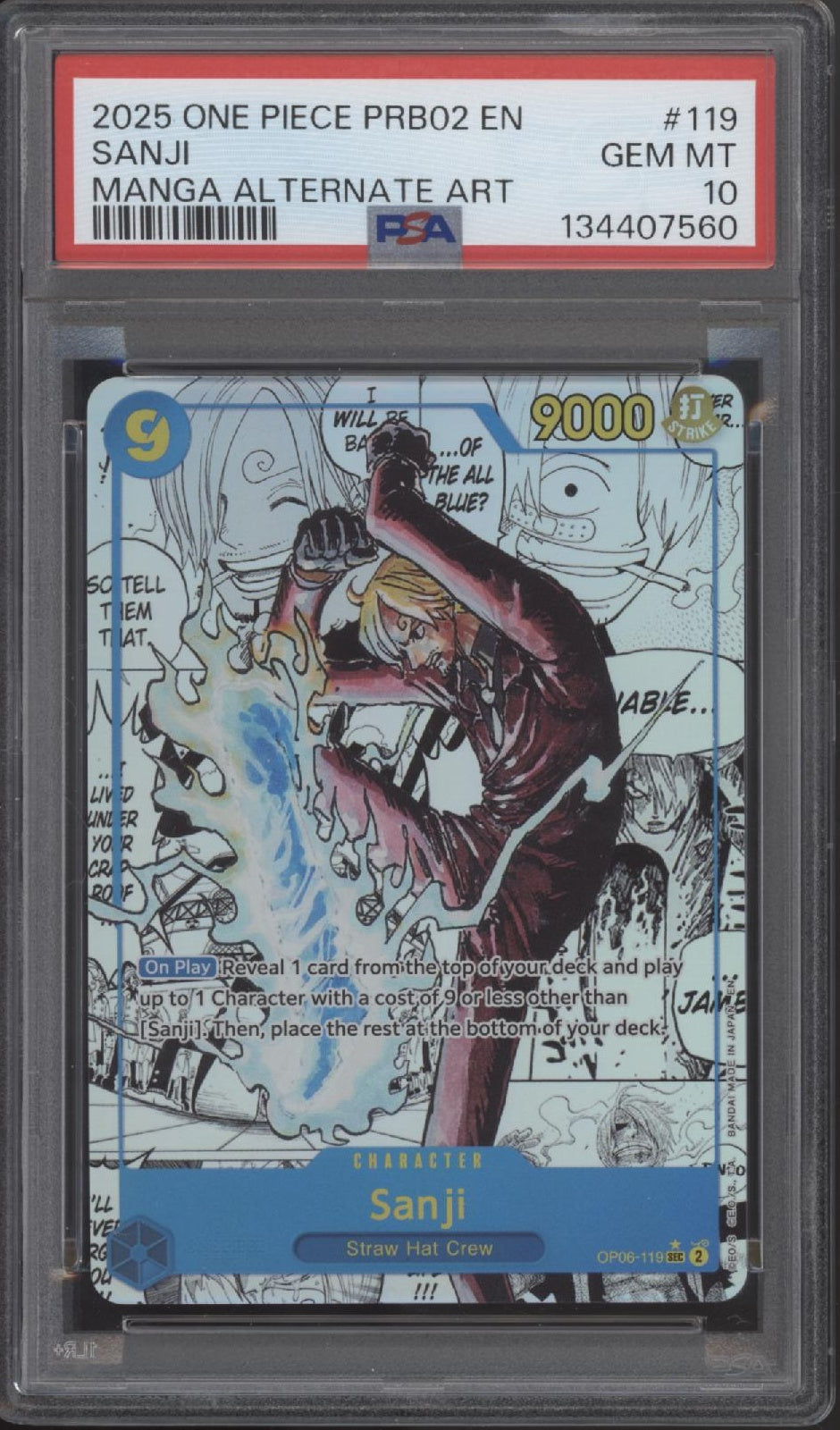 Sanji One Piece Card Game The Best Vol. 2 Manga Alt Art #119 PSA 10