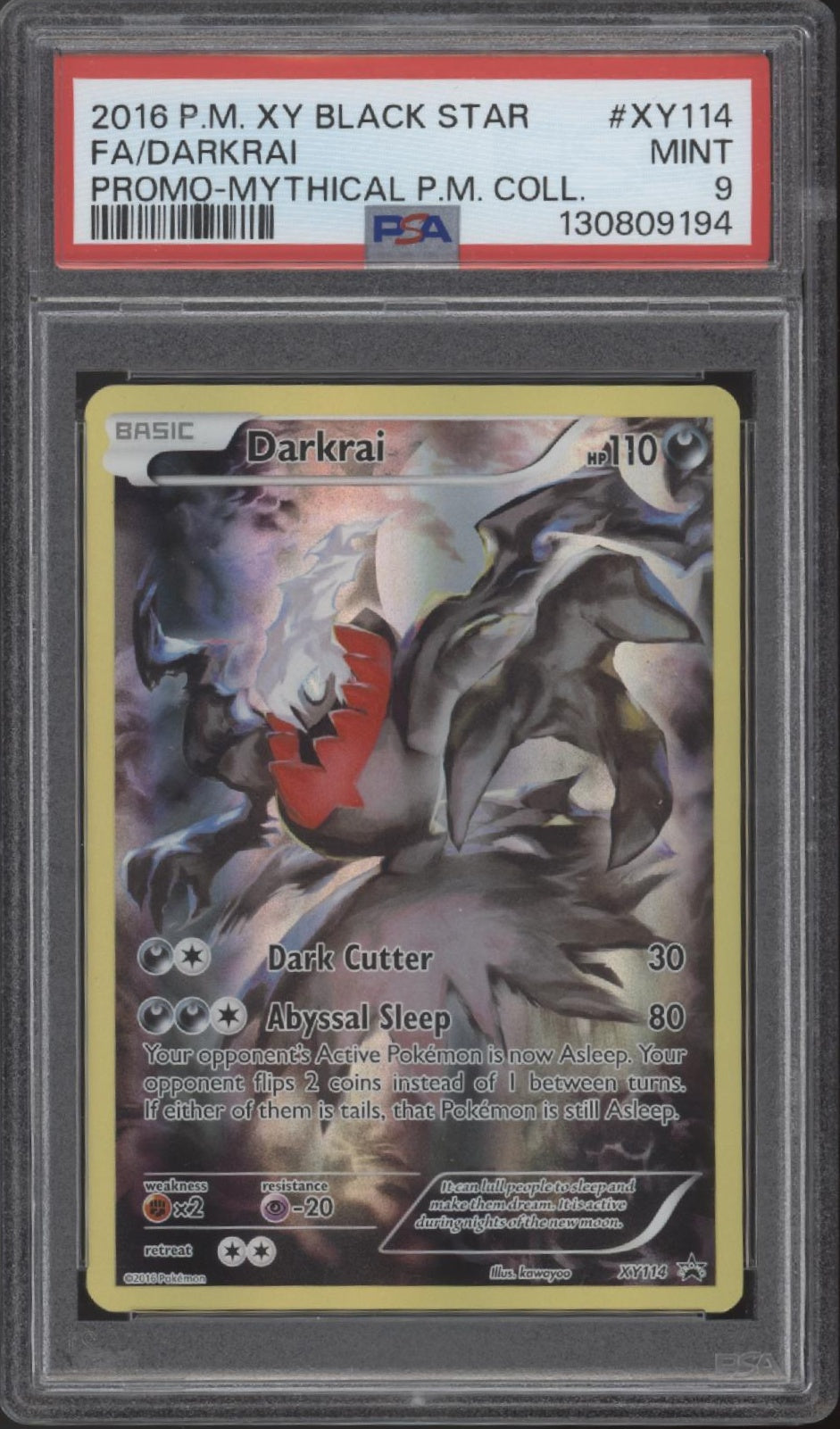 Darkrai Pokemon XY Black Star Promo Mythical Collection #XY114 PSA 9