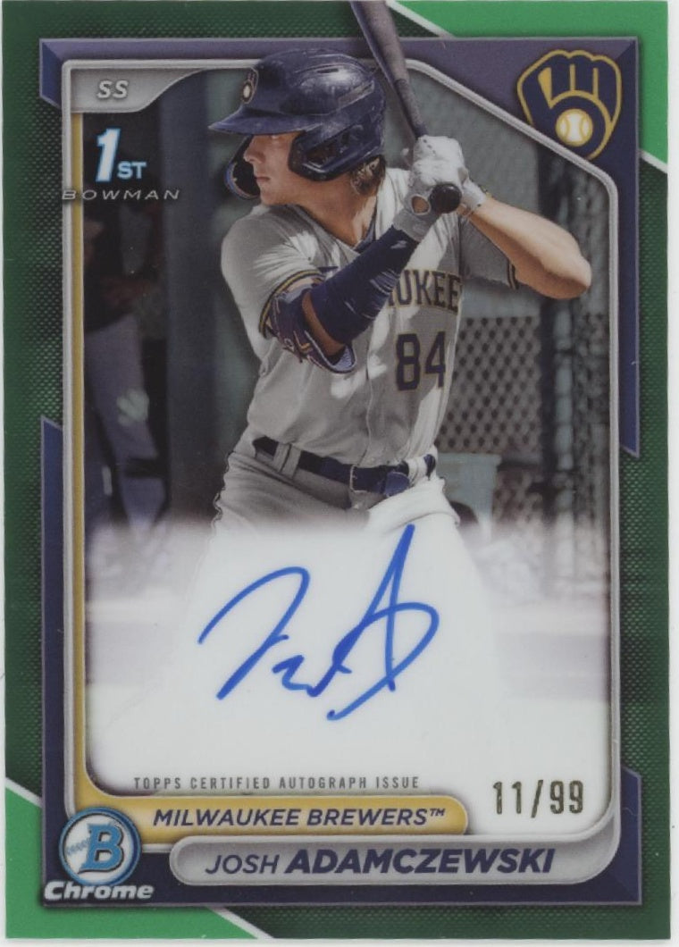 Josh Adamczewski 2024 Bowman Chrome Green Refractor Auto 11/99 #CPA-JAI