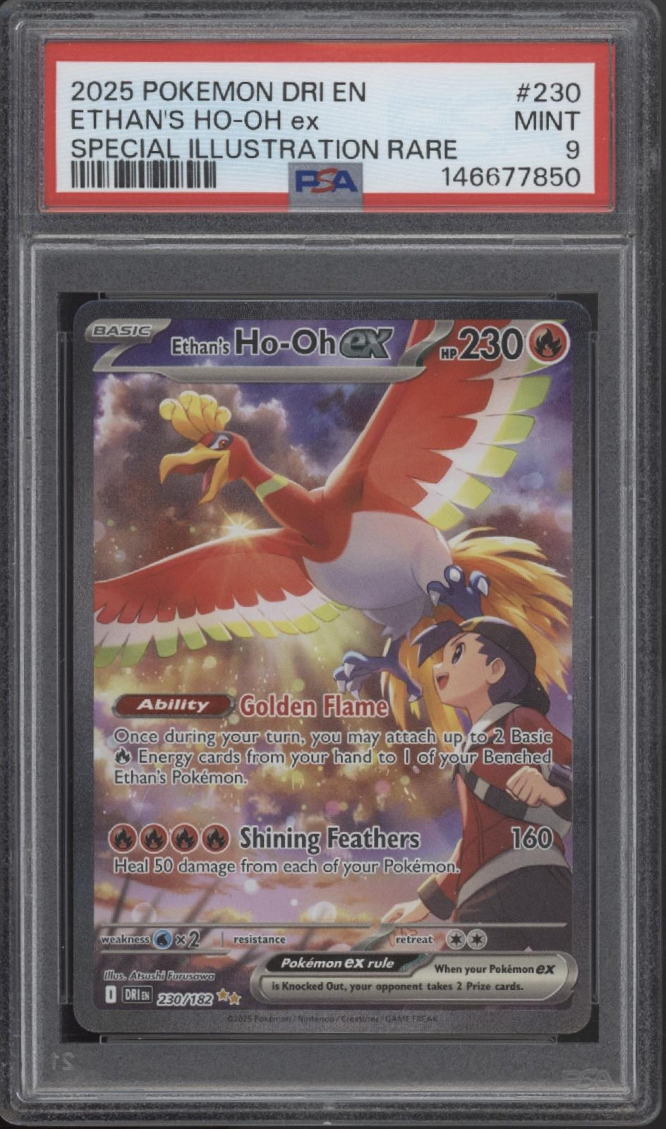 Ethan's Ho-Oh ex Pokemon Destined Rivals Special Illustration Rare #230 PSA 9