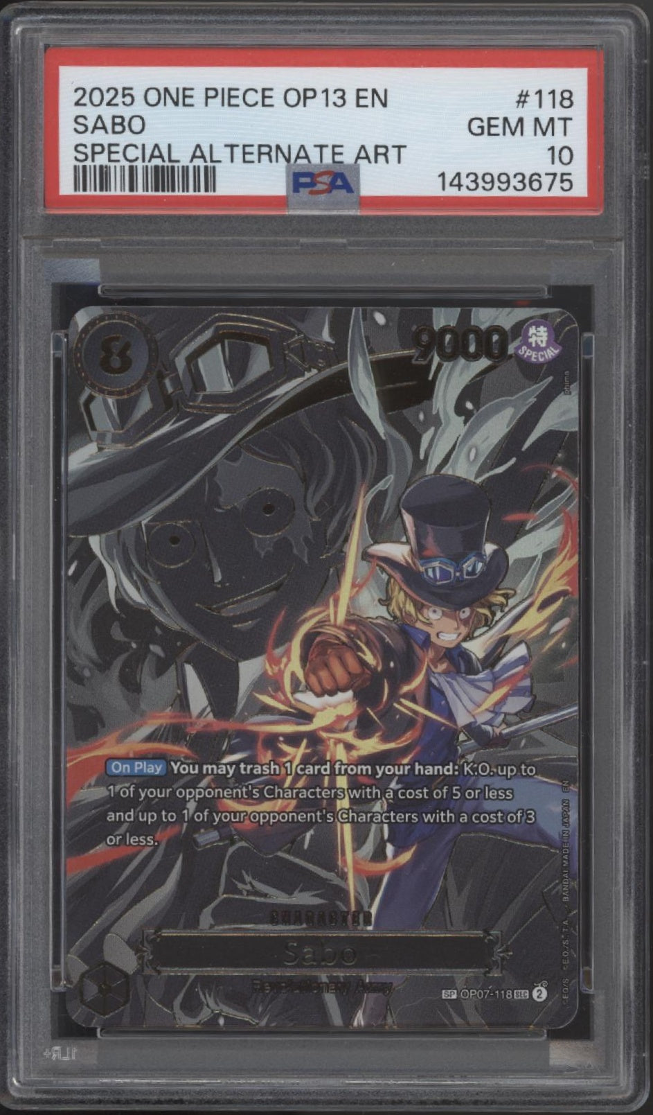 Sabo One Piece Card Game OP13 Special Alternate Art #118 PSA 10