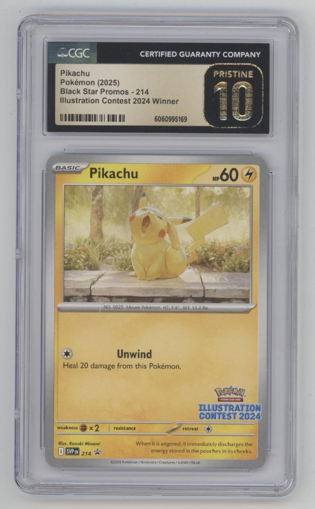 Pikachu Pokemon Illustration Contest 2024 Winner Promo #214 CGC 10 Pristine