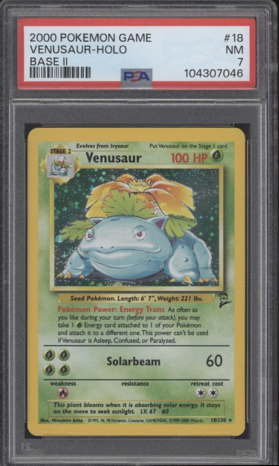 Venusaur Pokemon Base Set 2 Holo #18 PSA 7