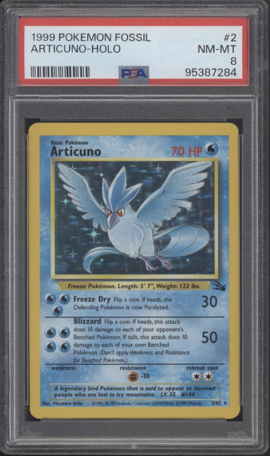 Articuno Pokemon Fossil Holo #2 PSA 8