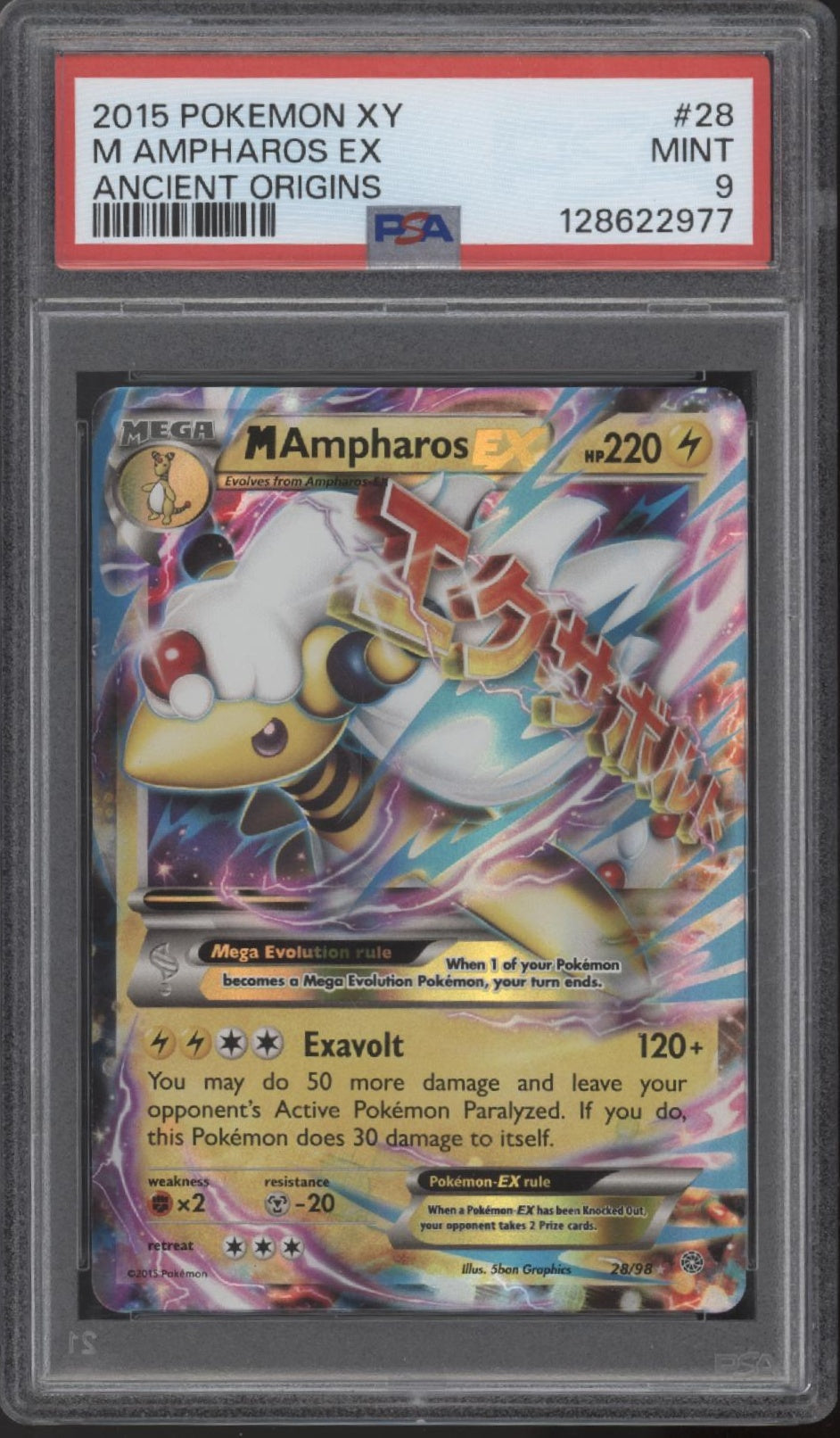 M Ampharos ex Pokemon Ancient Origins #28 PSA 9