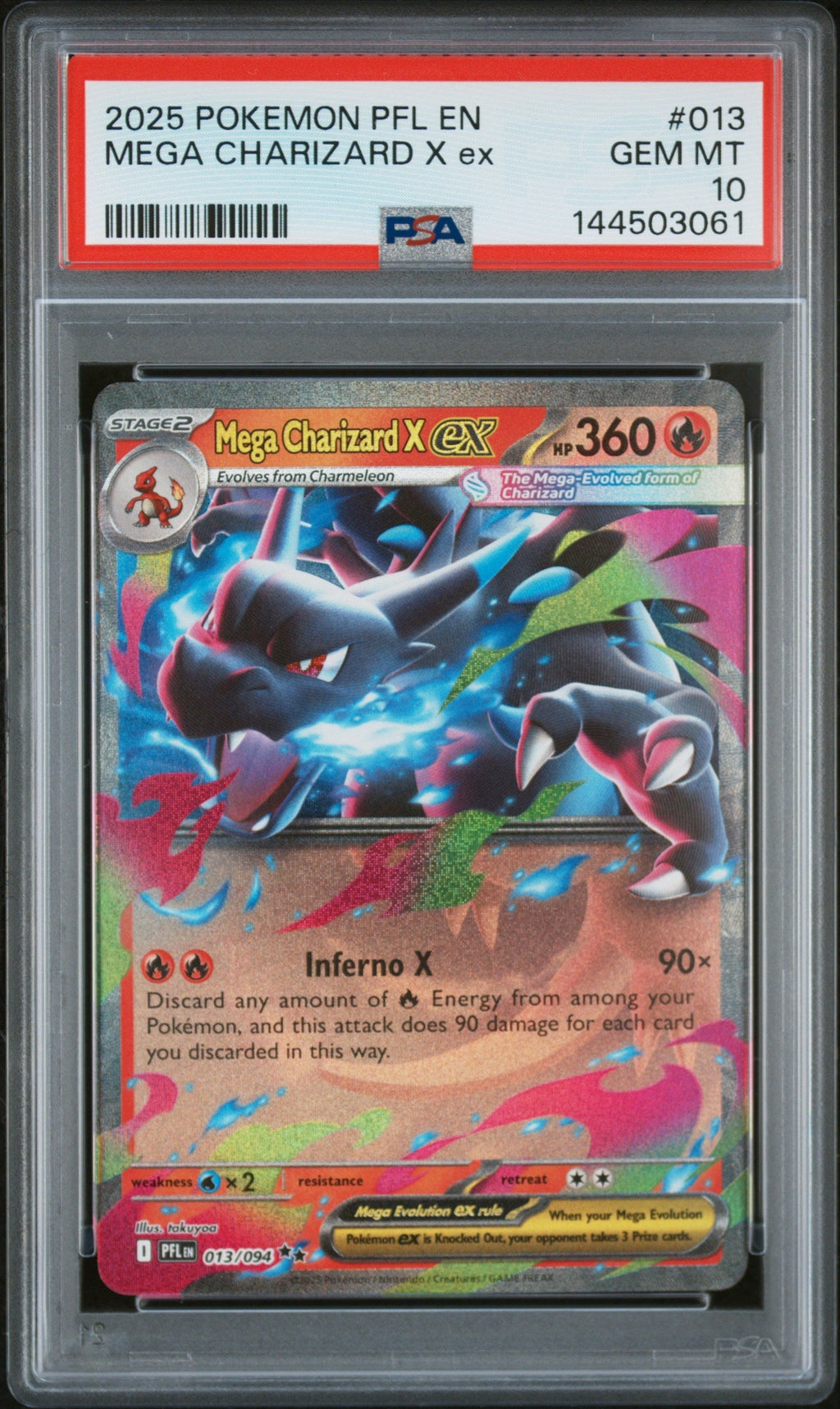 PSA GEM MT 10 Mega Charizard X Ex(013/094) [Pfl En-Phantasmal Flames] - 144503061