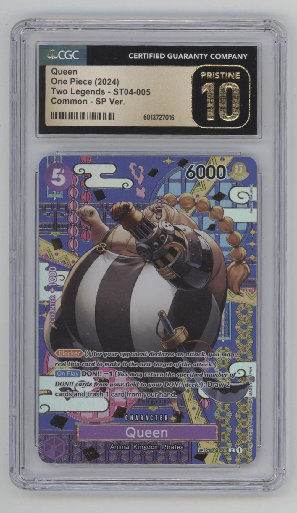 Queen One Piece Card Game Two Legends #005 CGC 10 Pristine