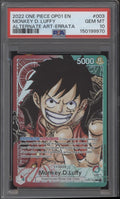 Monkey D Luffy One Piece Card Game OP01 Alternate Art Errata #003 PSA 10