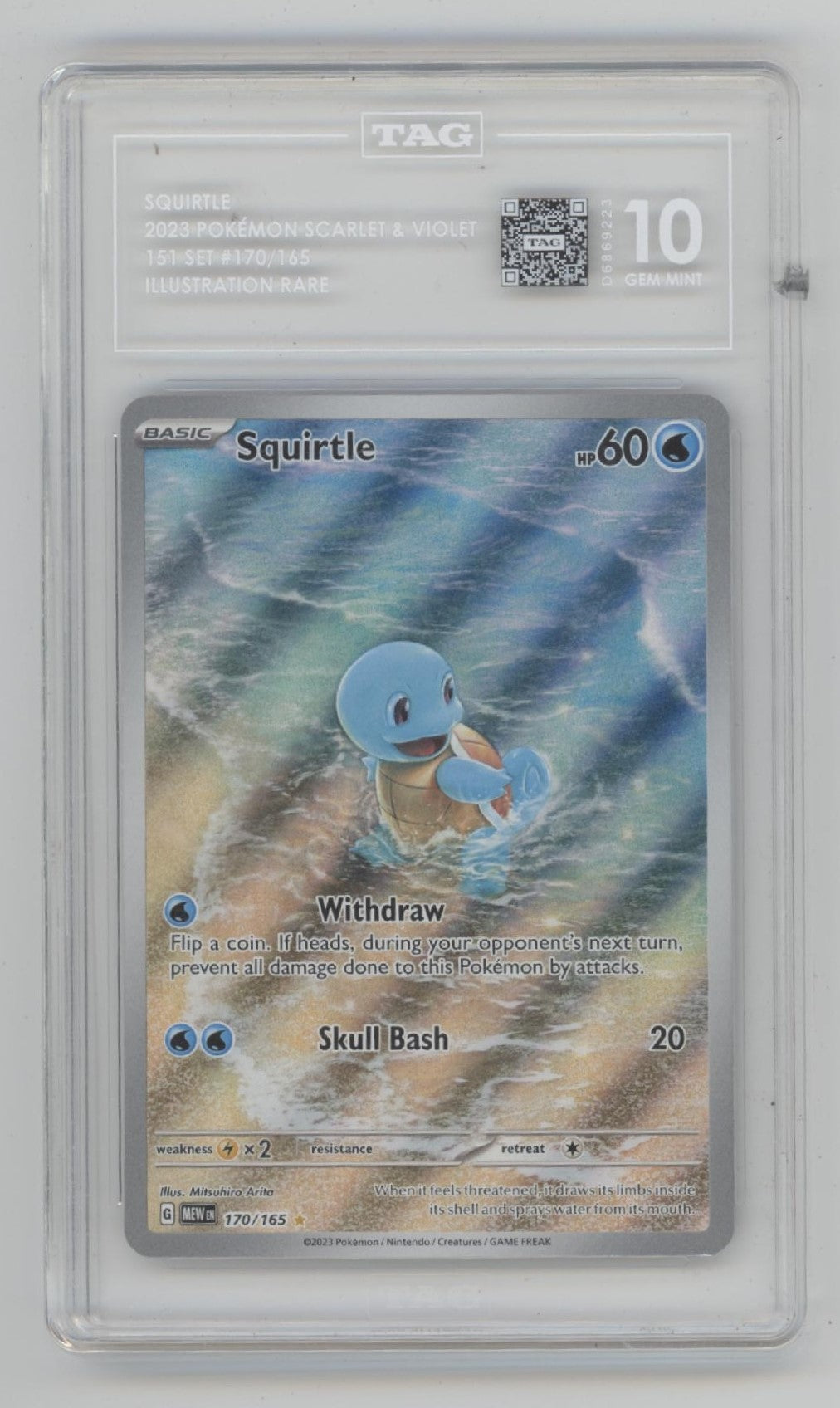 Squirtle Pokemon 151 Illustration Rare #170 TAG 10