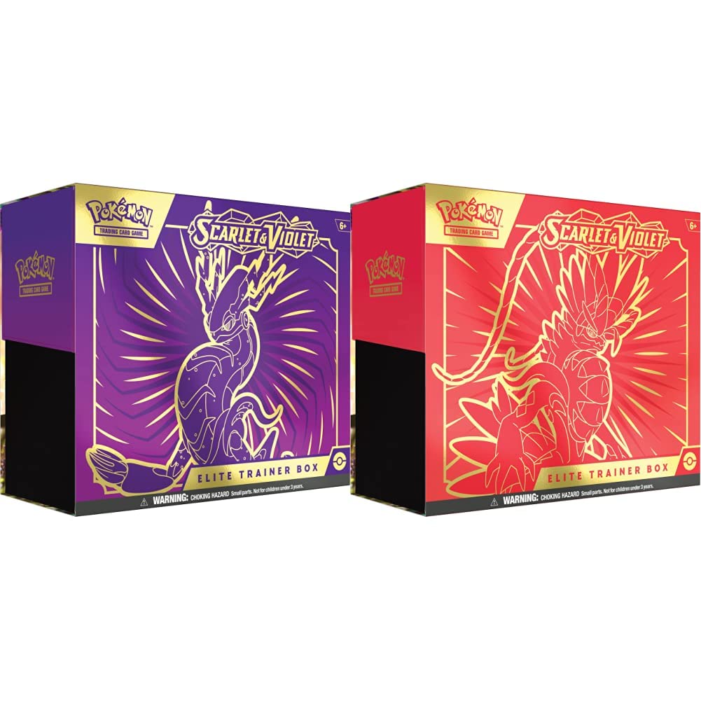 Pokemon TCG Scarlet and Violet Elite Trainer Box (ETB) - Miraidon & TCG: Scarlet and Violet Elite Trainer Box (ETB) - Koraidon (1 Full Art Promo Card, 9 Boosters and Premium Accessories)
