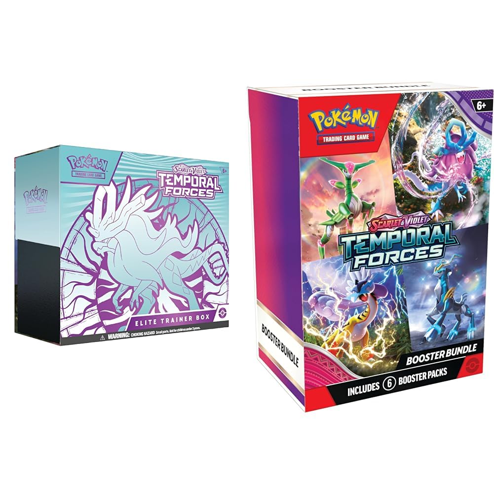 Pokemon Scarlet & Violet Temporal Forces Elite Trainer Box (ETB) - Walking Wake & TCG: Scarlet & Violet - Temporal Forces Booster Bundle (6 Booster Packs)
