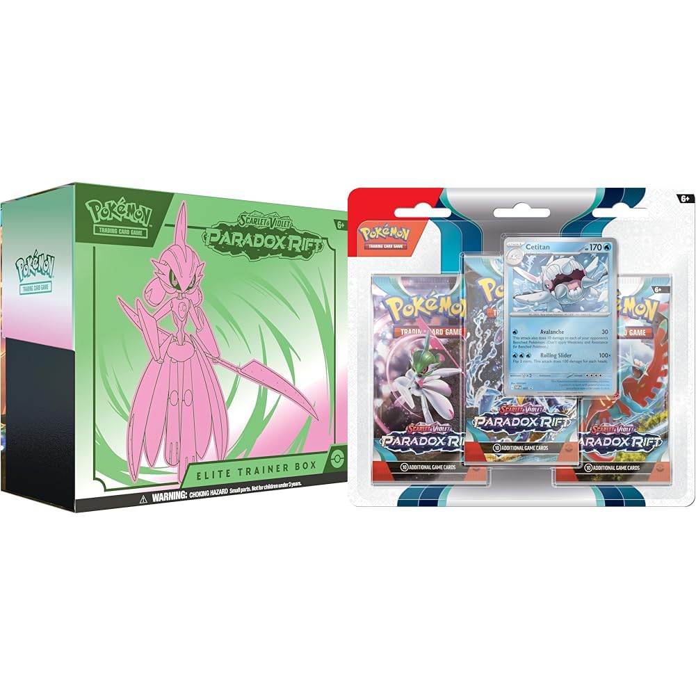 Pokemon Scarlet & Violet Paradox Rift Elite Trainer Box (ETB) - Iron Valiant & TCG: Scarlet & Violet - Paradox Rift Triple Pack - Cetitan