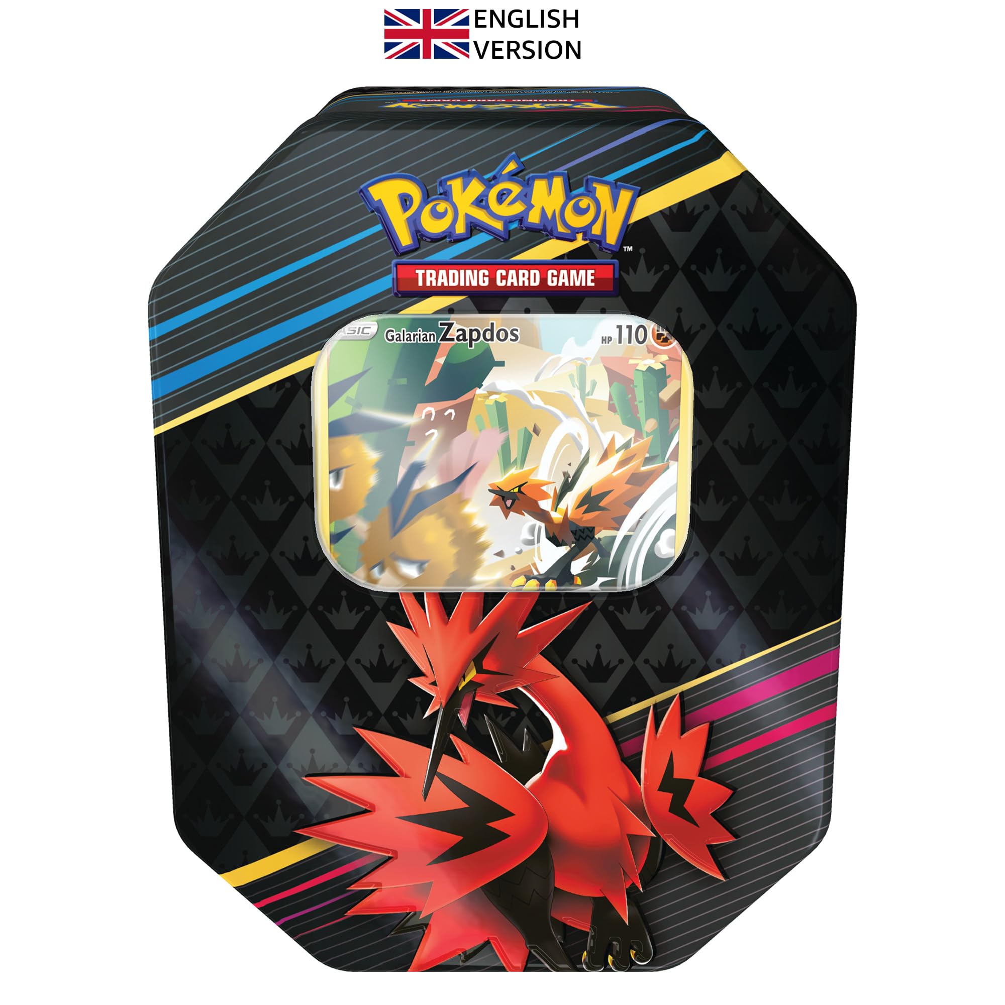 Pokemon TCG Crown Zenith Tin - Galarian Zapdos (1 Foil Card & 5 Booster Packs)