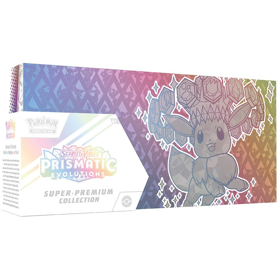 Pokemon Scarlet & Violet Prismatic Evolutions Super-Premium Collection (1 Full-Art Foil Promo Card, a Fuzzy Eevee Deck Box & 15 Booster Packs)