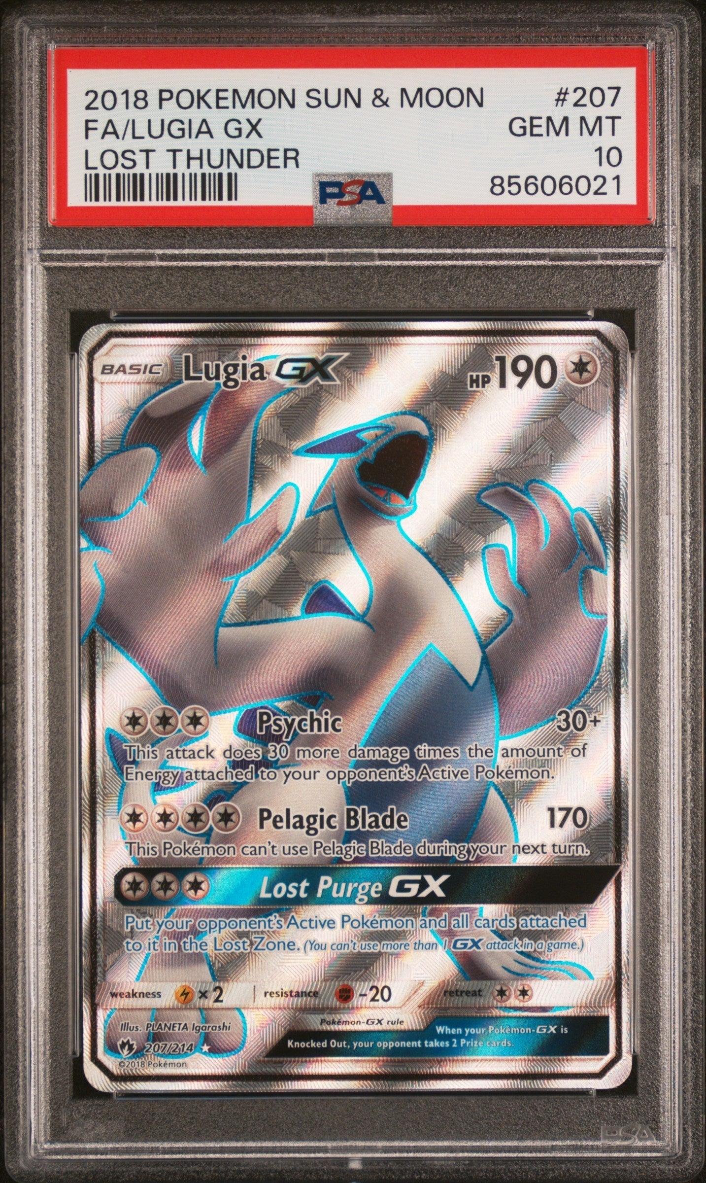 PSA GEM MT 10 Lugia GX (207/214) [Sun & Moon: Lost Thunder] - 85606021