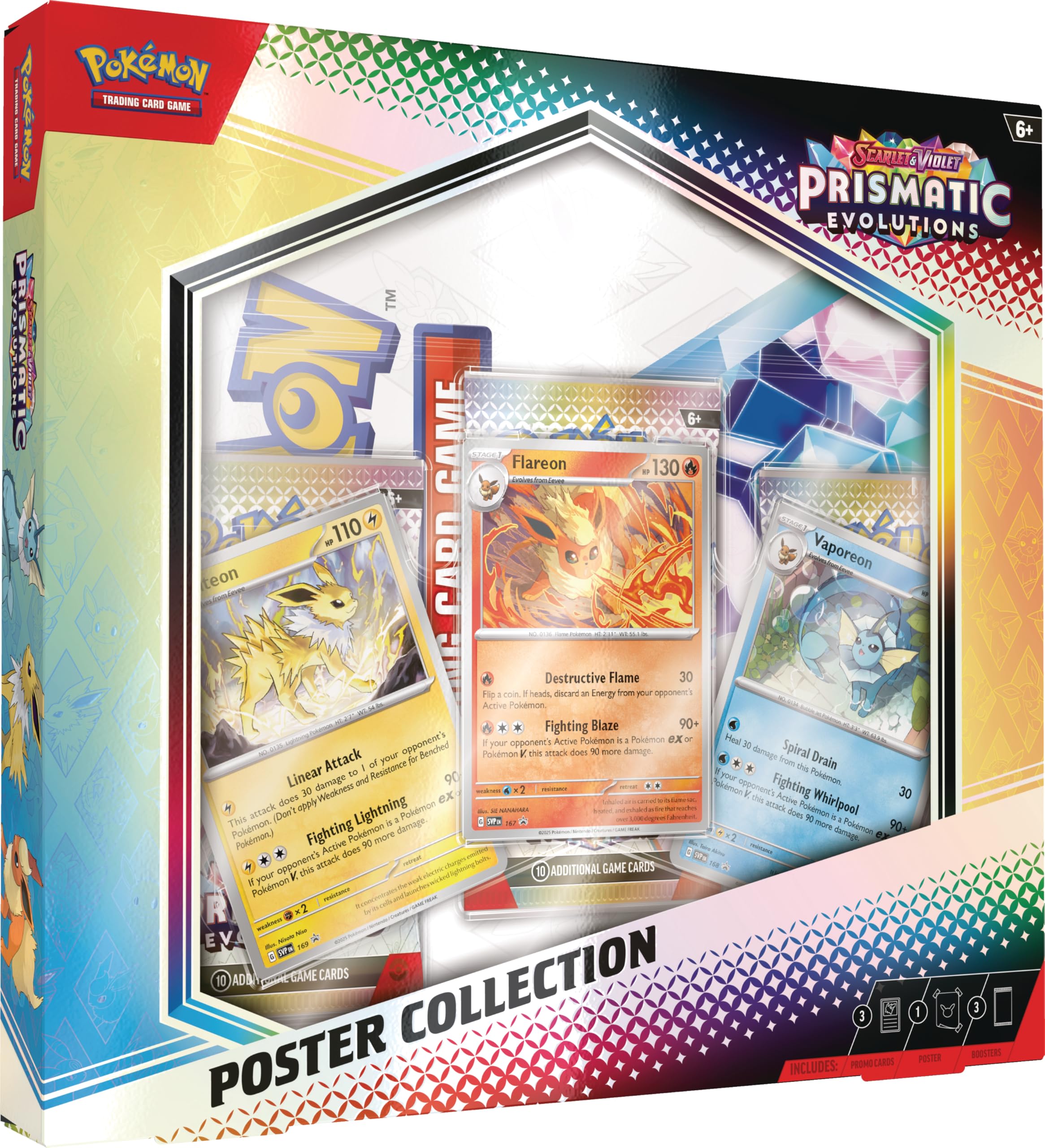 Pokemon Scarlet & Violet Prismatic Evolutions Poster Collection (3 Booster Packs & 3 Foil Promo Cards)