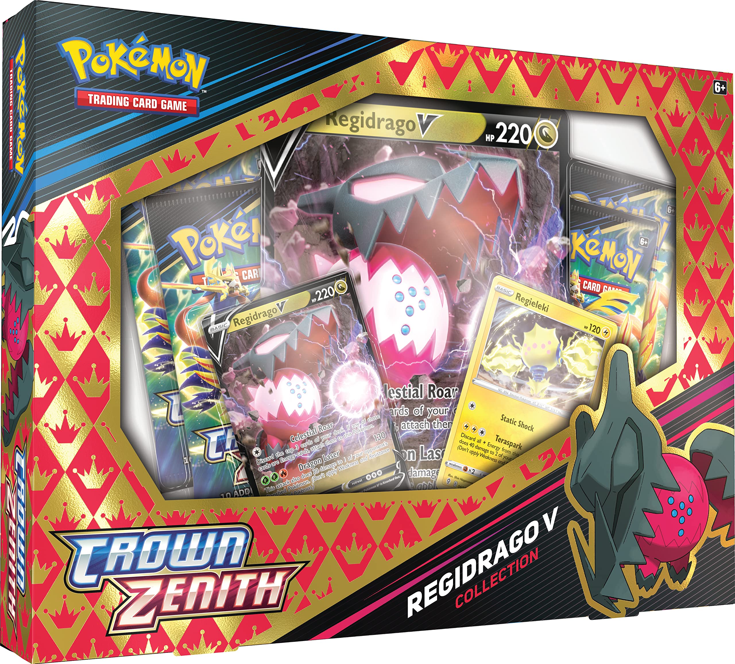 Pokemon TCG Crown Zenith Collection - Regidrago V (2 Foil Promo Cards, 1 Foil Oversize Card & 4 Booster Packs)