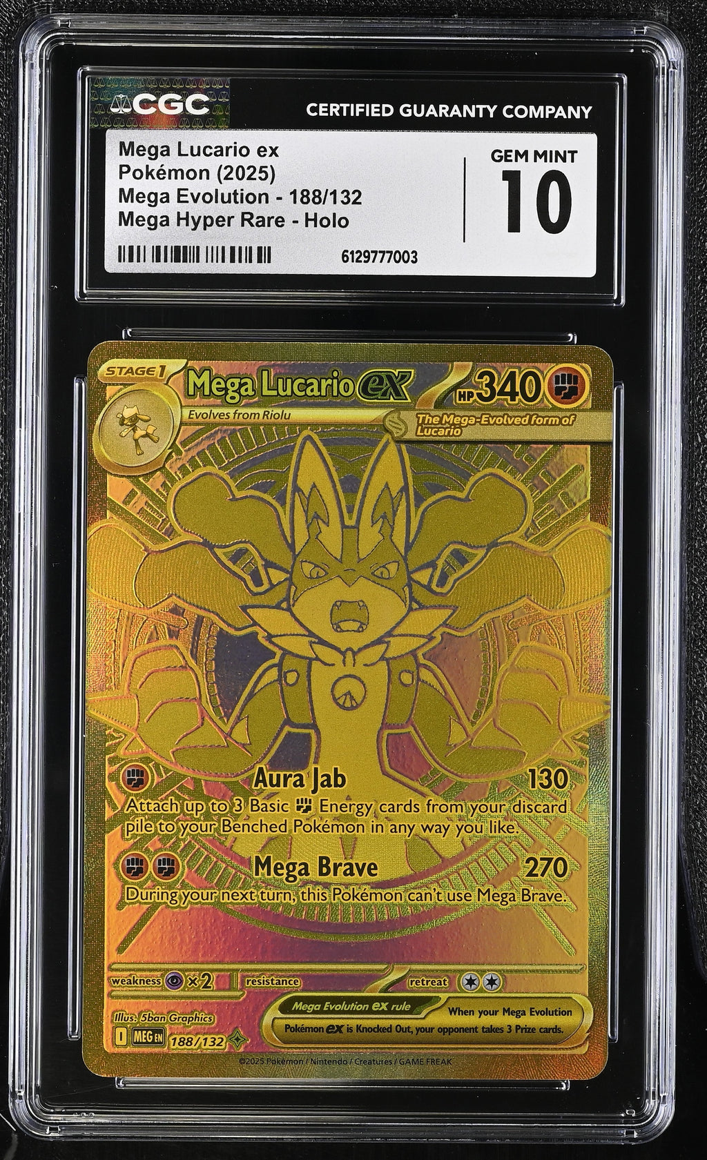 CGC GEM MINT 10 Mega Lucario ex (188/132) [Mega Evolution: Base Set] - 6129777003