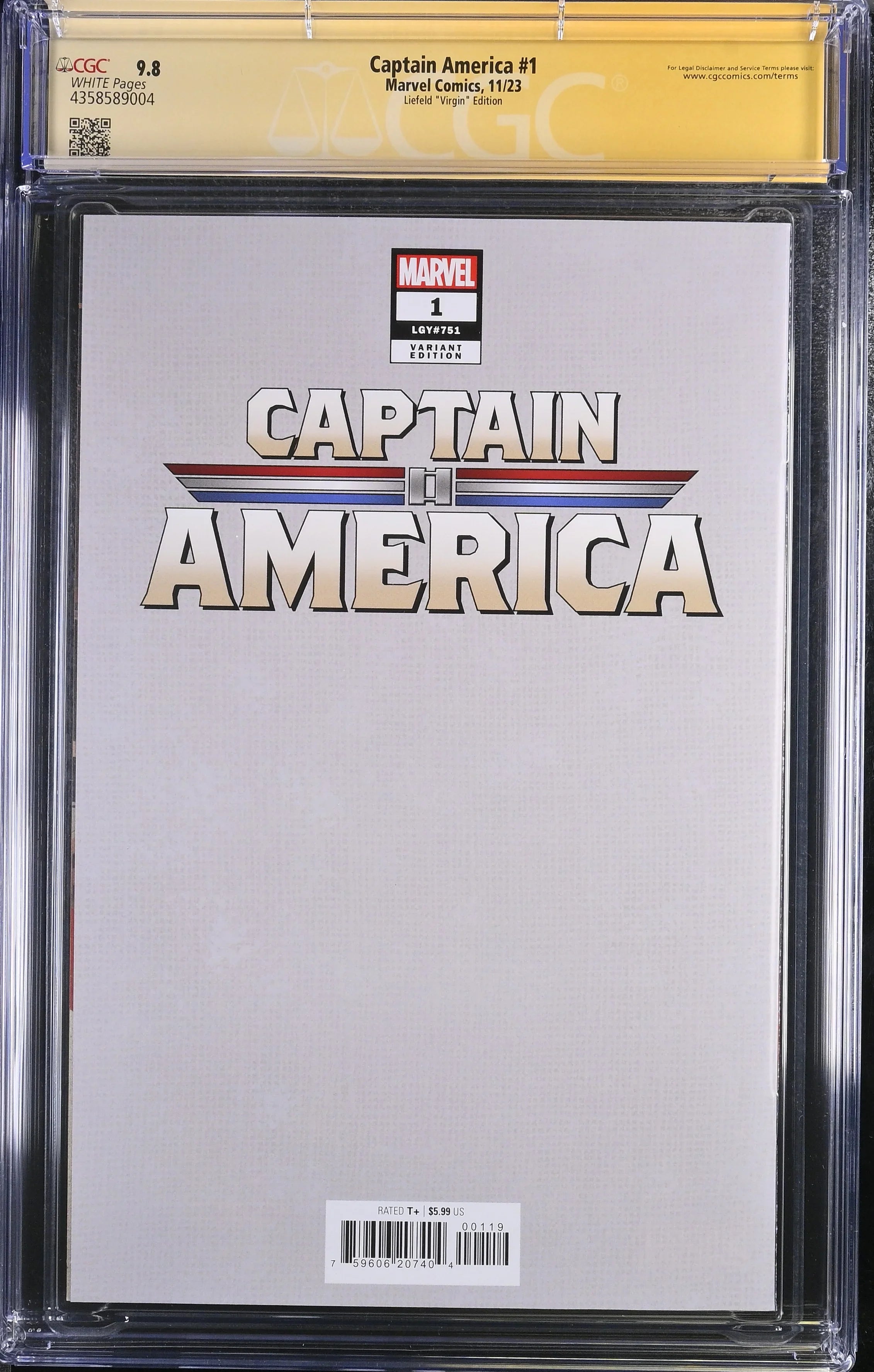 Captain America #1 - Rob Liefeld NYCC Virgin Edition - CGC Signature Series 9.8