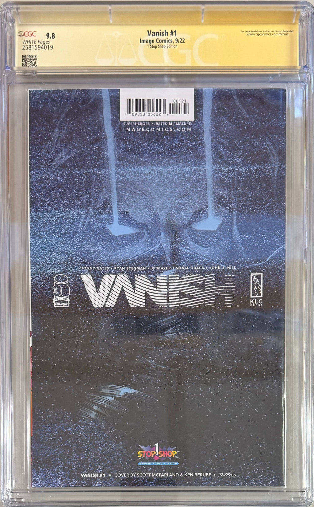 Vanish #1 Scott McFarland & Ken Berube Exclusive Variant CGC Signature Series 9.8
