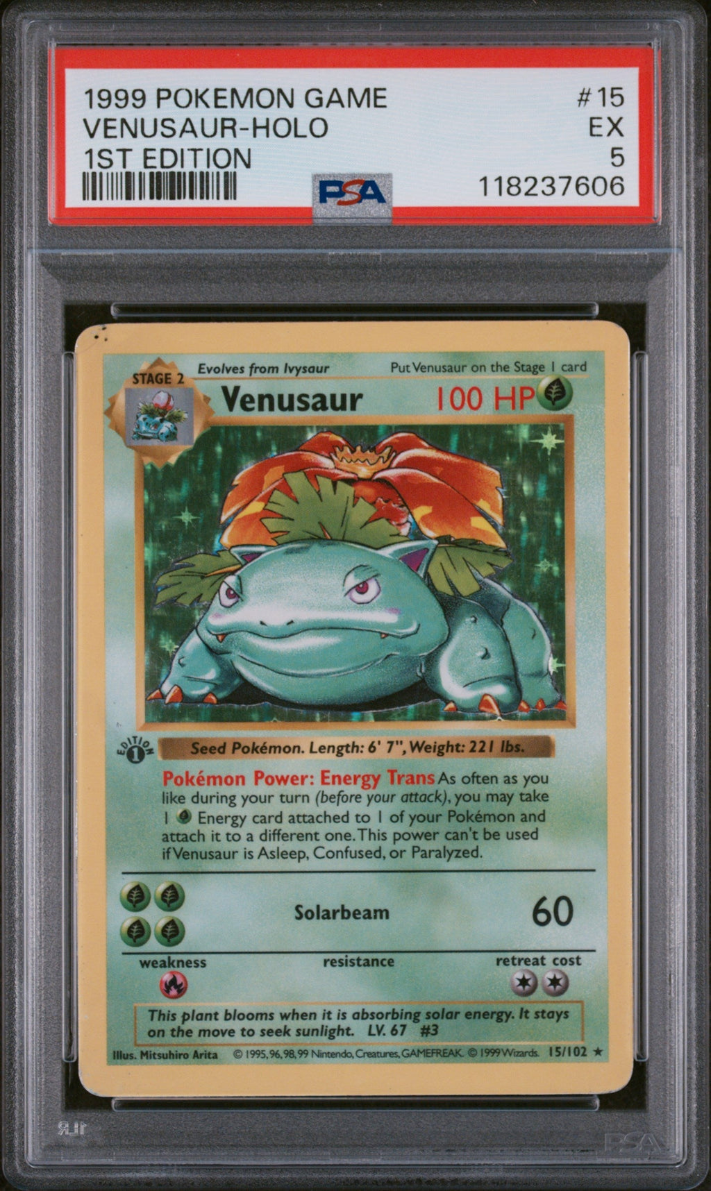 VENUSAUR-HOLO 1ST EDITION 1999 POKEMON GAME PSA EX 5