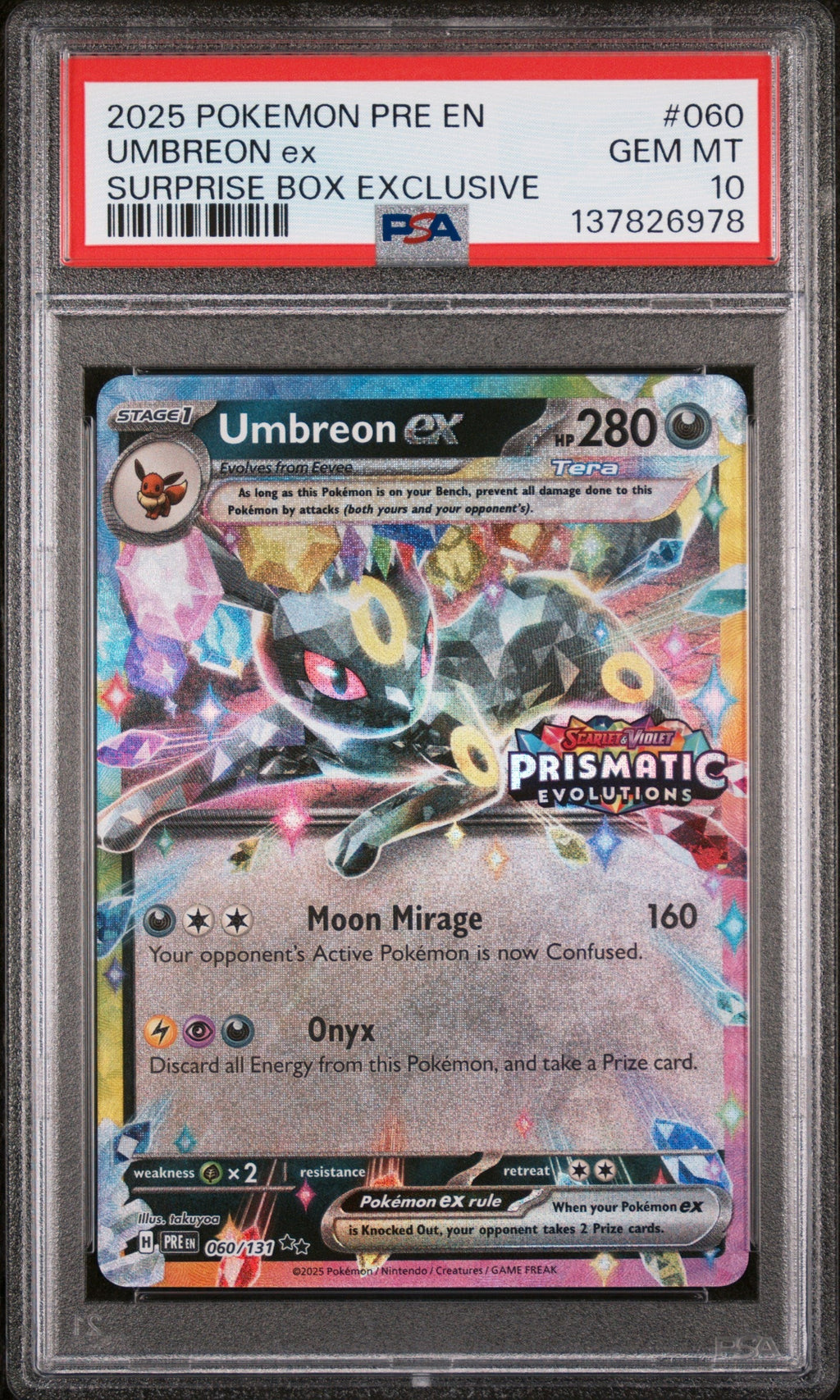 PSA GEM MT 10 Umbreon Ex(60/131) [Pre En-Prismatic Evolutions] - 137826978