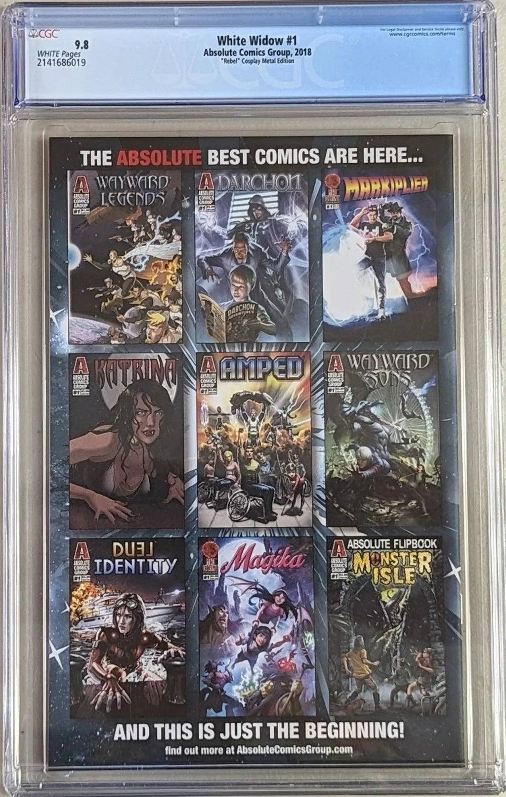 White Widow #1 ""Rebel"" Cosplay Metal Edition - CGC Graded 9.8