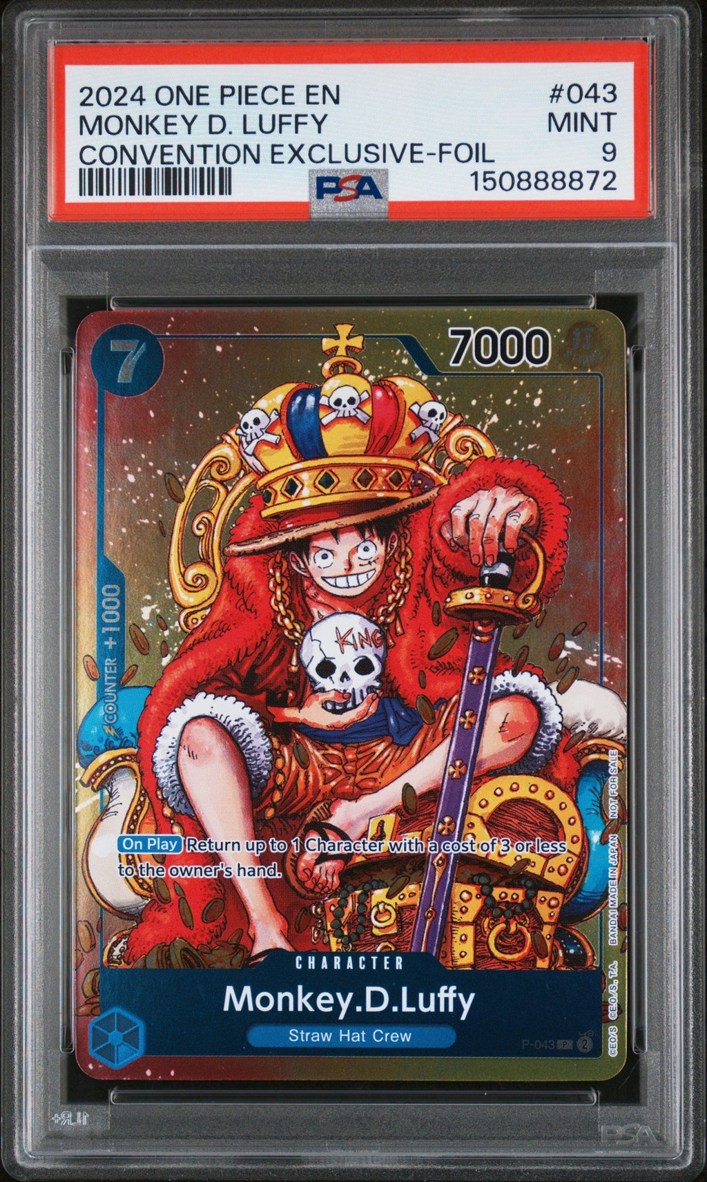 MONKEY D. LUFFY CONVENTION EXCLUSIVE-FOIL 2024 ONE PIECE PROMOS PSA MINT 9