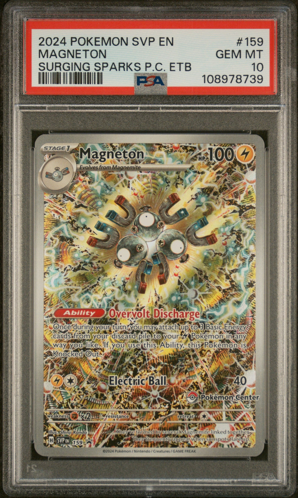 MAGNETON SURGING SPARKS PC ETB 2024 POKEMON SVP EN-SV BLACK STAR PROMO PSA GEM MT 10