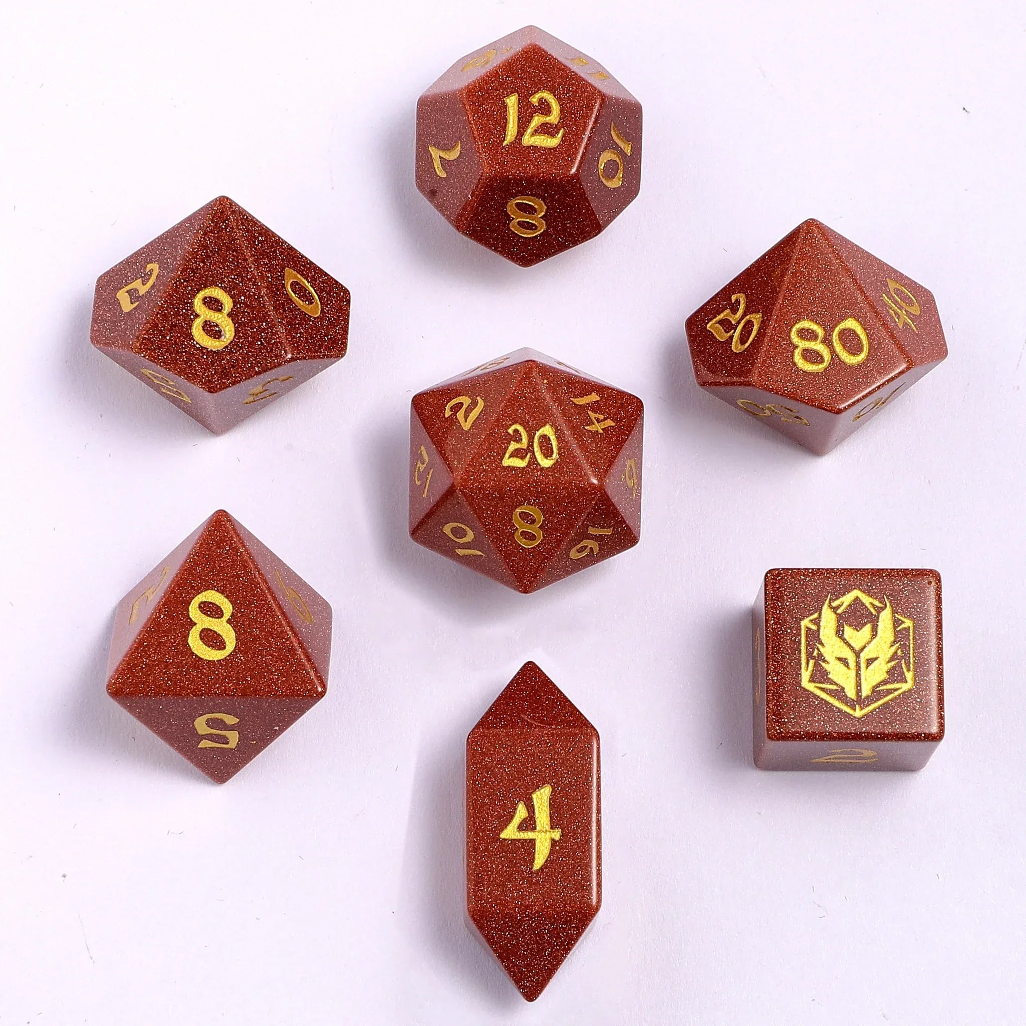 BRB071: Dragon's Hoard Gemstone Dice Set - Gold Sandstone