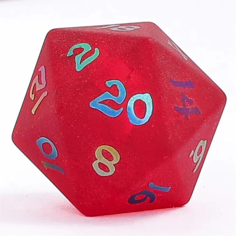 BRB074: Blasted Frosted Glass Dice Set - Red