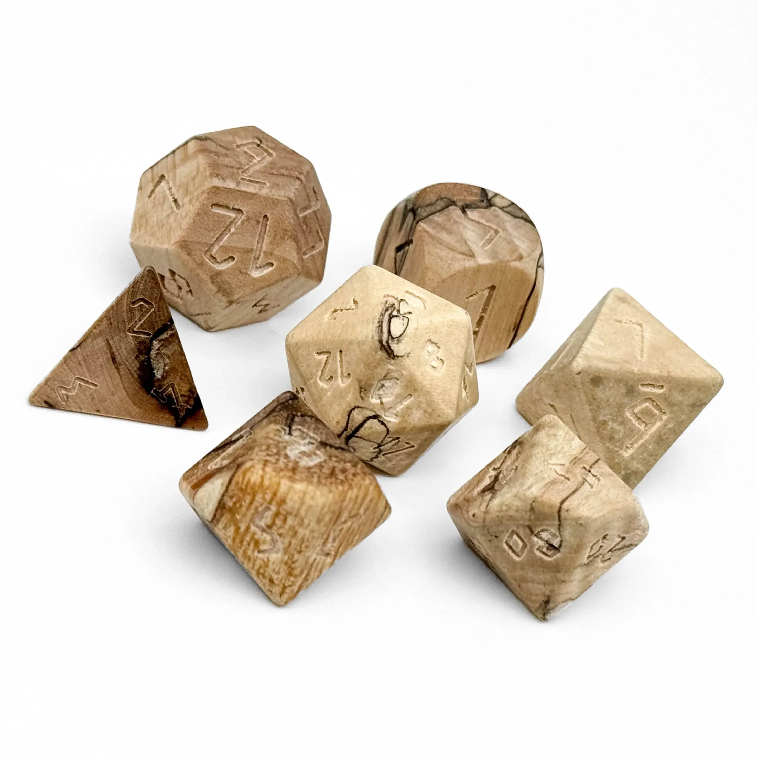 Norse Foundry: Wooden Dice - Spalted Tamarind Wood (7pc Set)