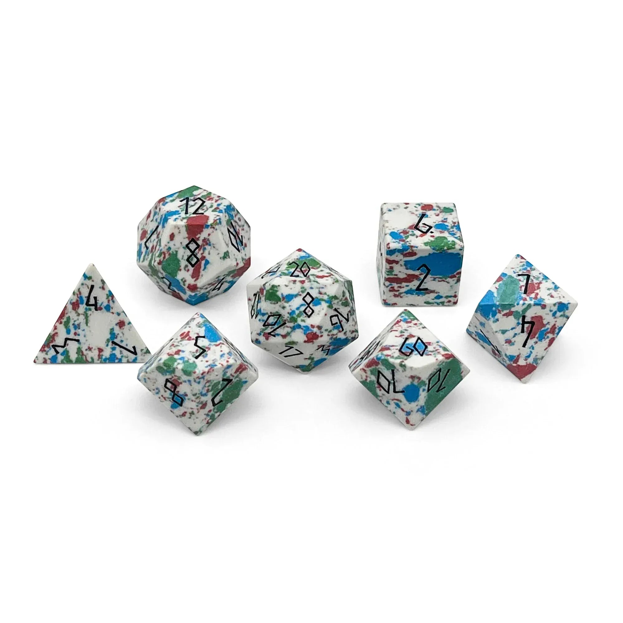 Norse Foundry: TruStone Dice - Red, Green, Blue, and White Turquoise (7pc Set)