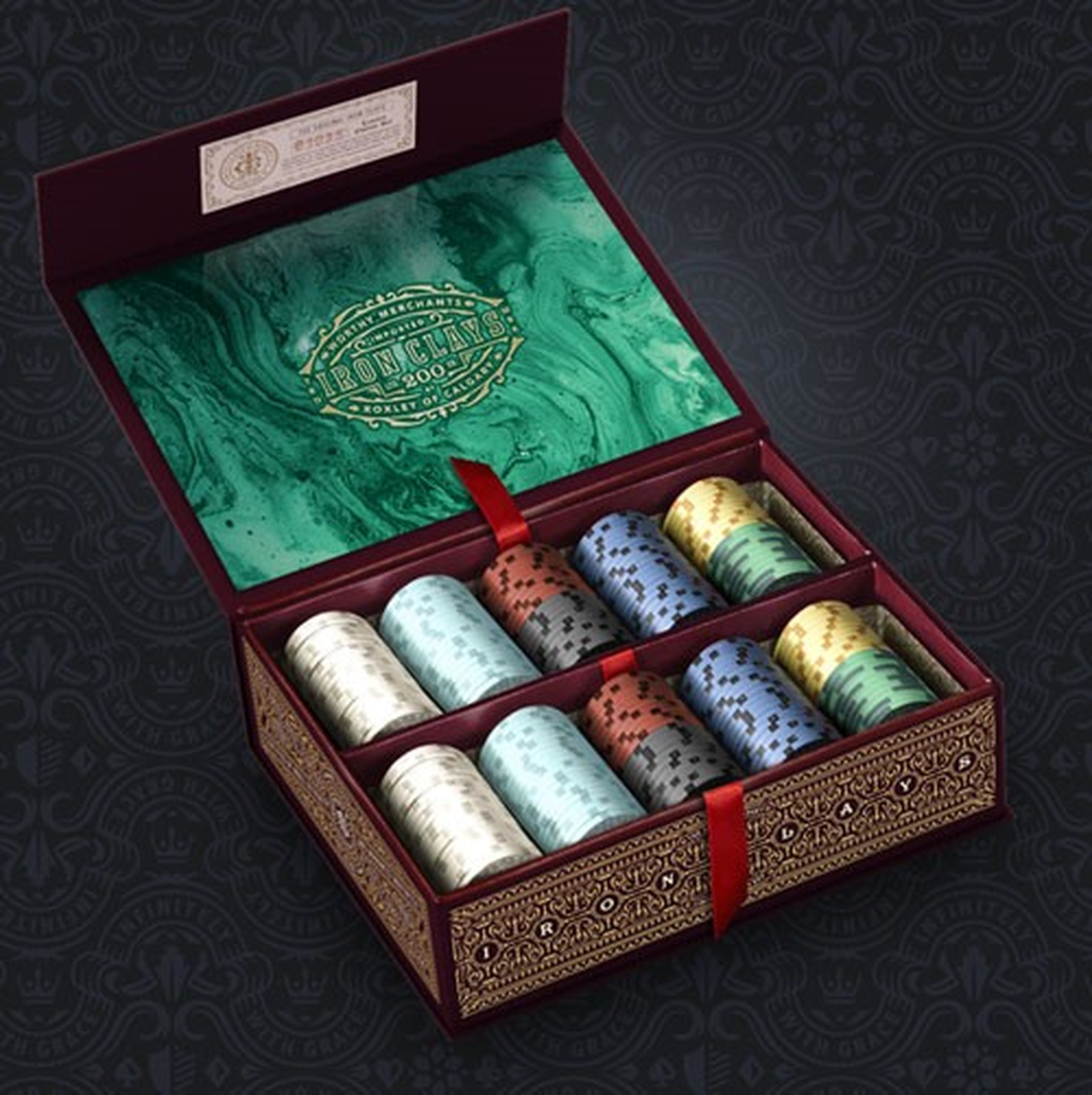Iron Clays 200 Chips Printed Box Luxury Game Counters Brass Birmingham Lancashire